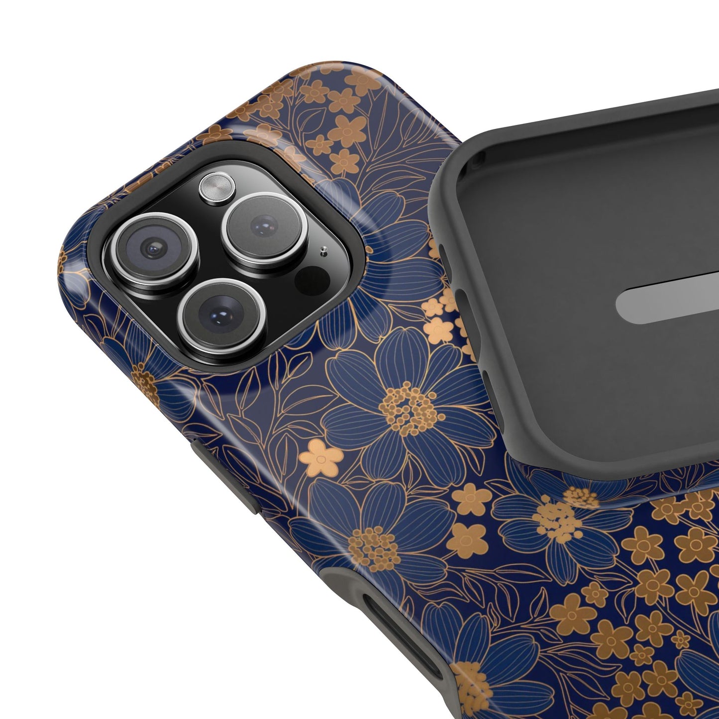 Luxury Serial Magnetic Phone Case, Golden Floral