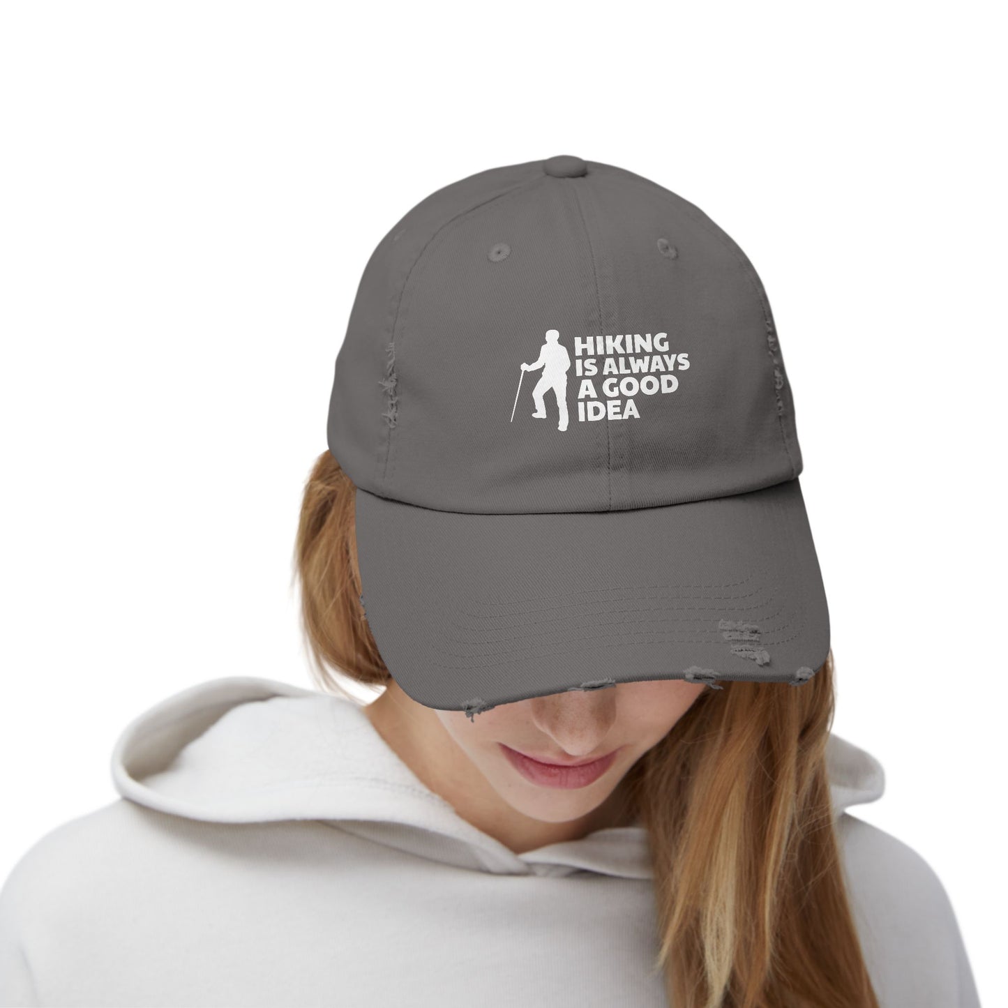 Hiking Is Always A Good Idea Unisex Distressed Cap