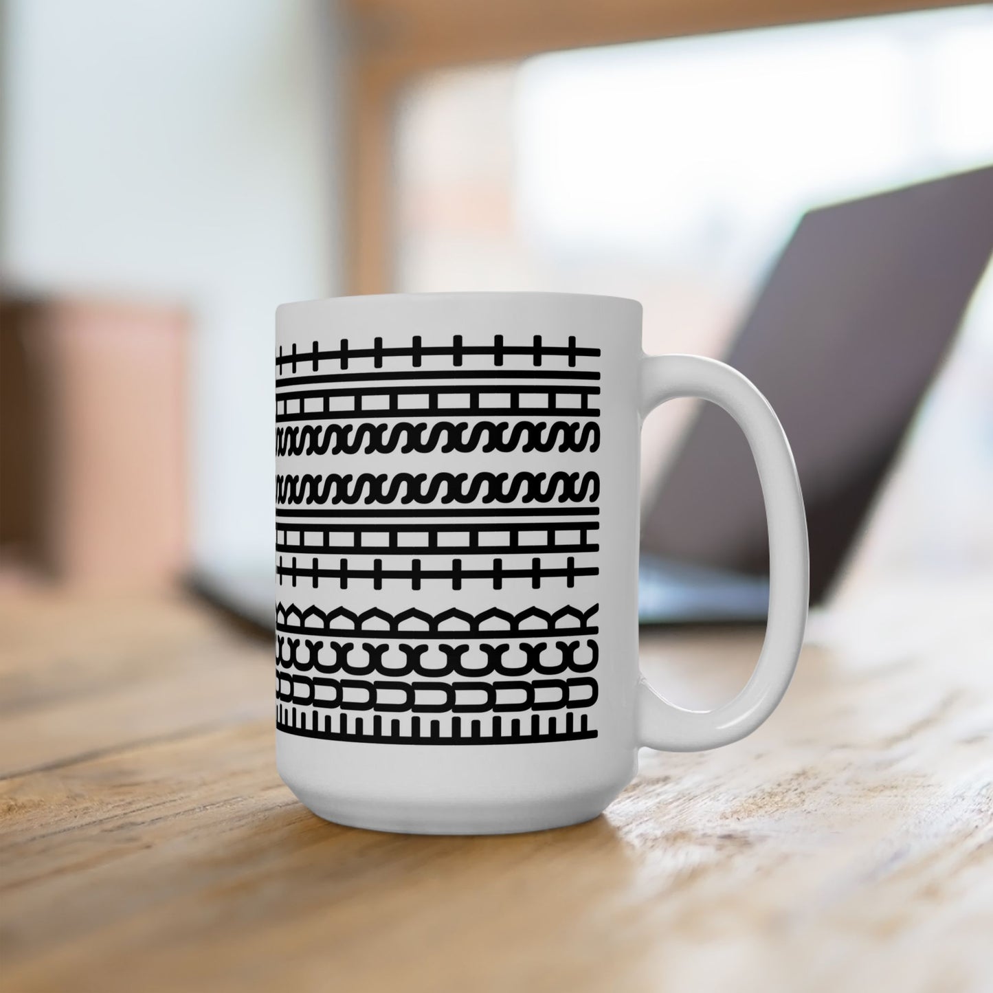 Funny Black Tribal Pattern Mug - Turn Right Cup with Hidden Message - Ceramic Coffee Mug 11oz & 15oz - Unique Gift Idea