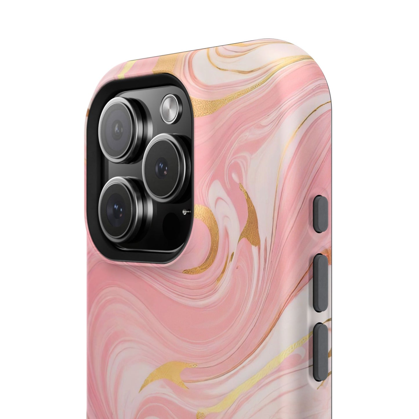 Stylish Magnetic Phone Case, Pink Marble Protective Cover