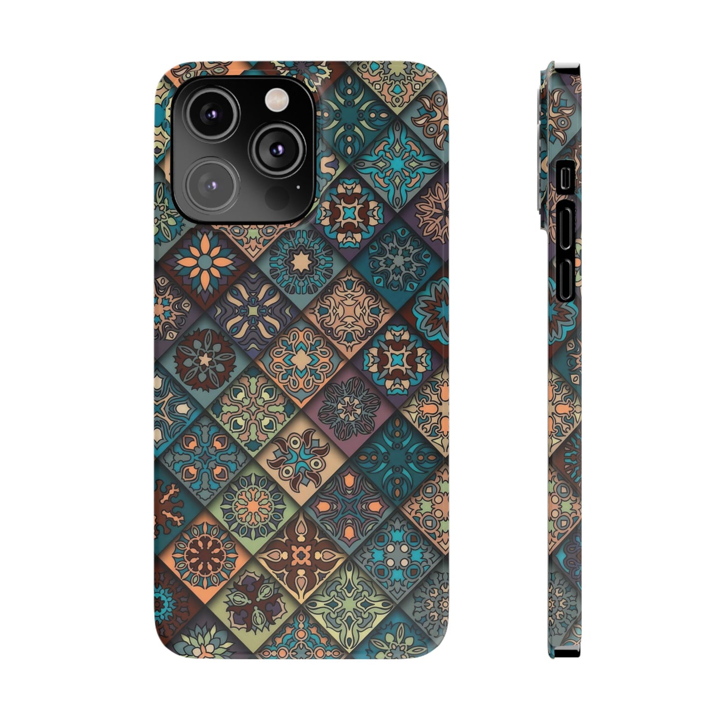 Aztec Geometric Slim Cases, Boho Blue
