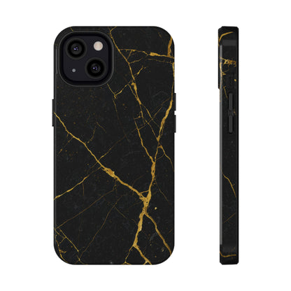 Black Marble with Gold Veins Impact-Resistant iPhone