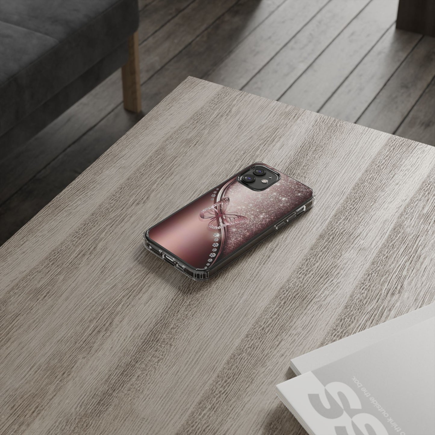 Elegant Butterfly Clear Case, Stylish Transparent Protective Cover for Women