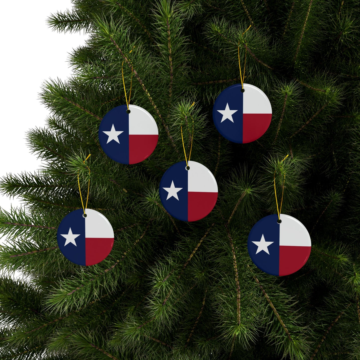 Lone Star Ceramic Ornaments, 2-Side Print, (1pc, 3pcs, 5pcs, 10pcs)