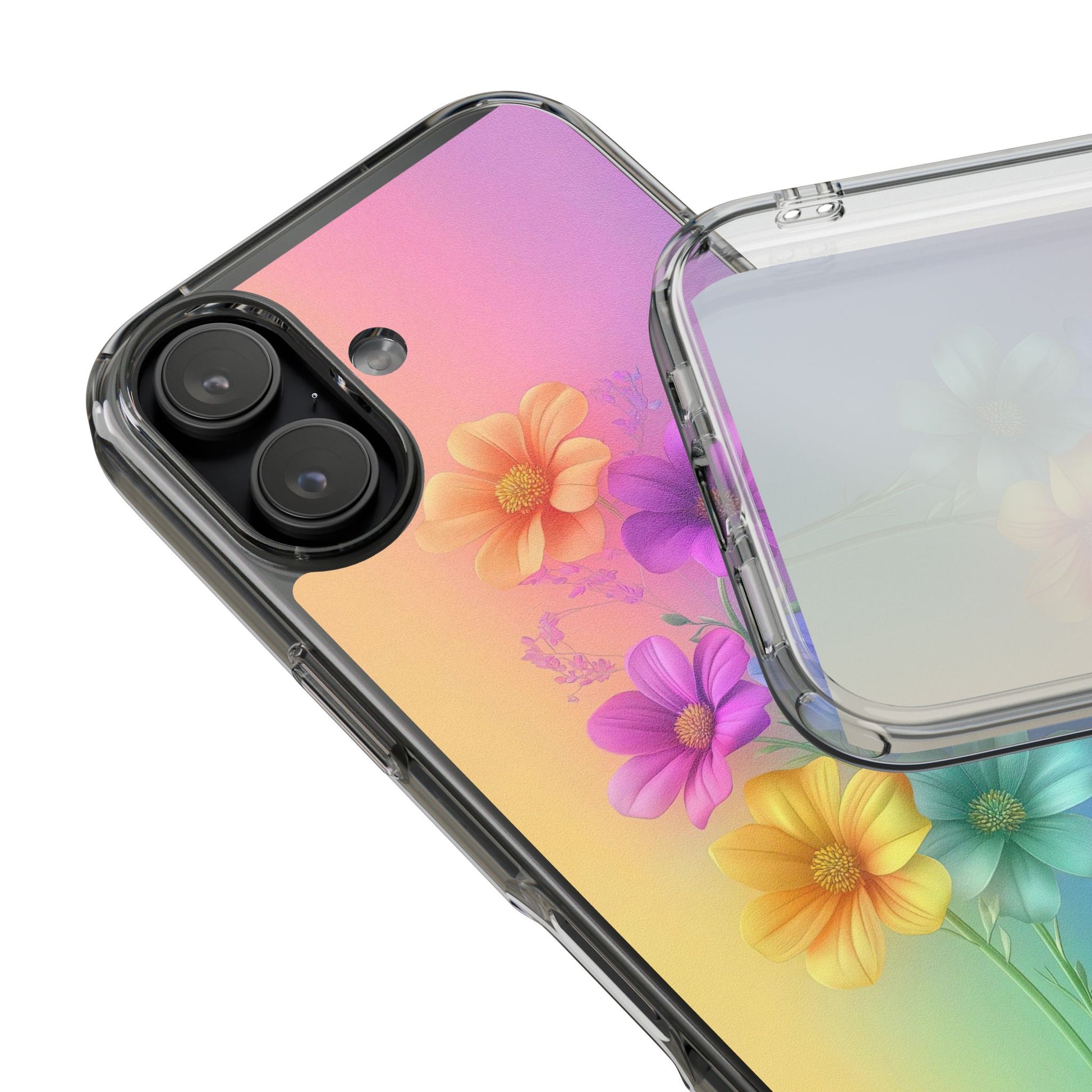 Floral Clear Phone Case – Colorful Flower Design