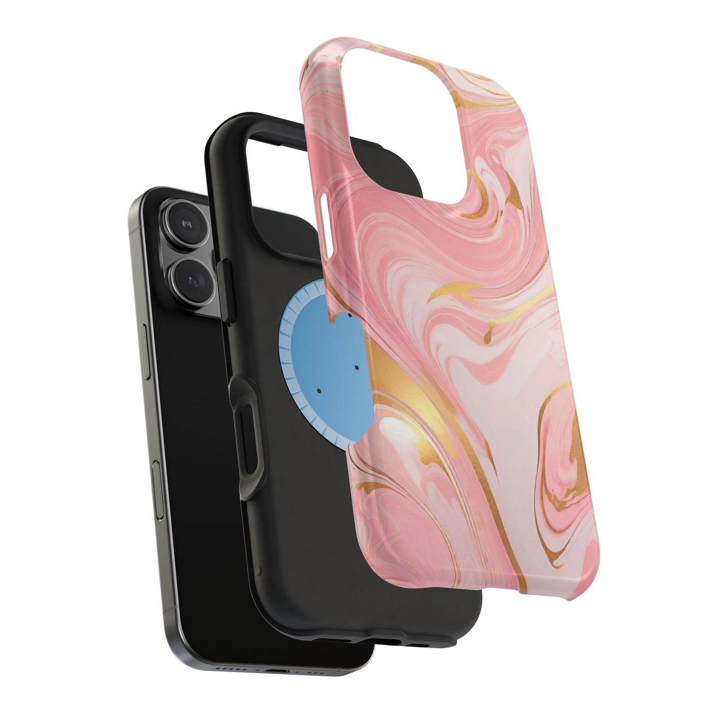 Stylish Magnetic Phone Case, Pink Marble Protective Cover