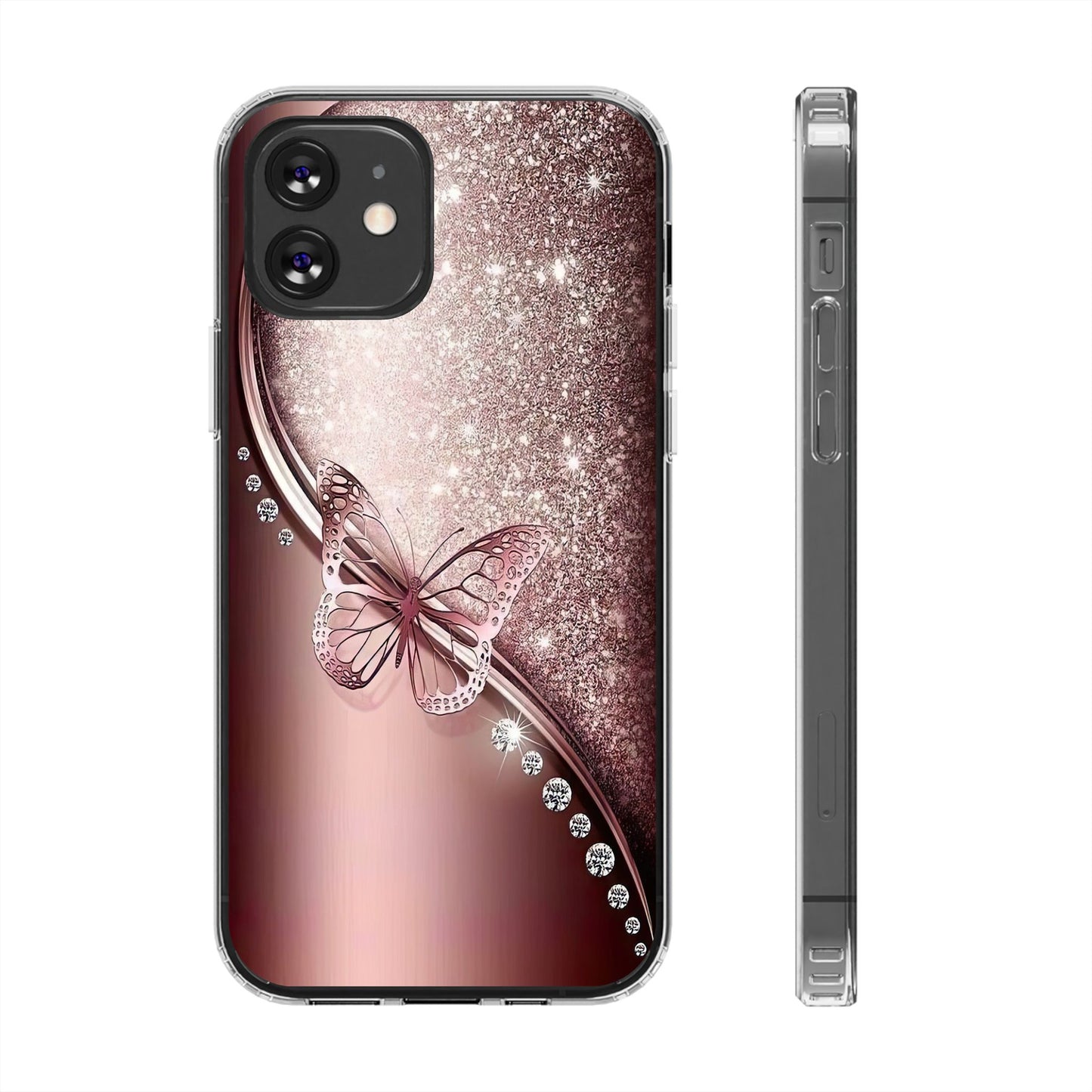 Elegant Butterfly Clear Case, Stylish Transparent Protective Cover for Women