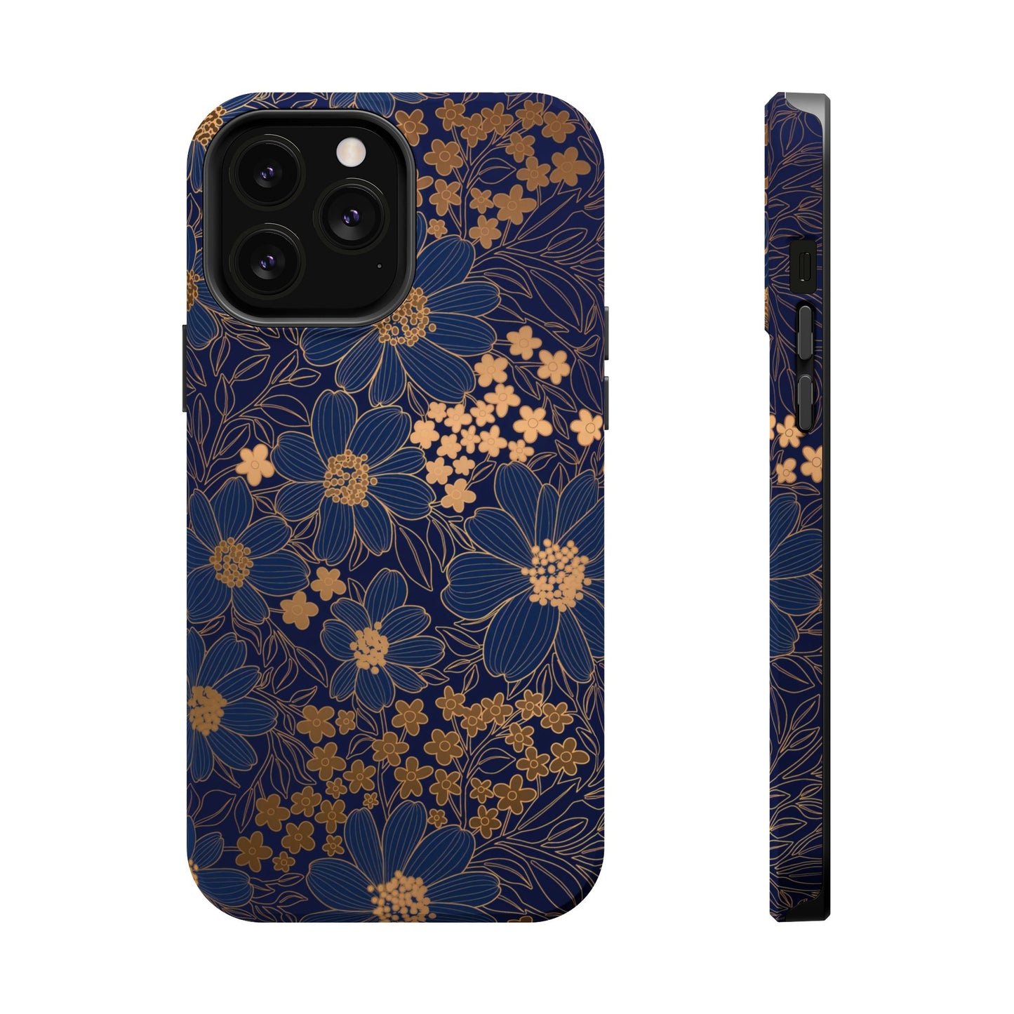 Luxury Serial Magnetic Phone Case, Golden Floral