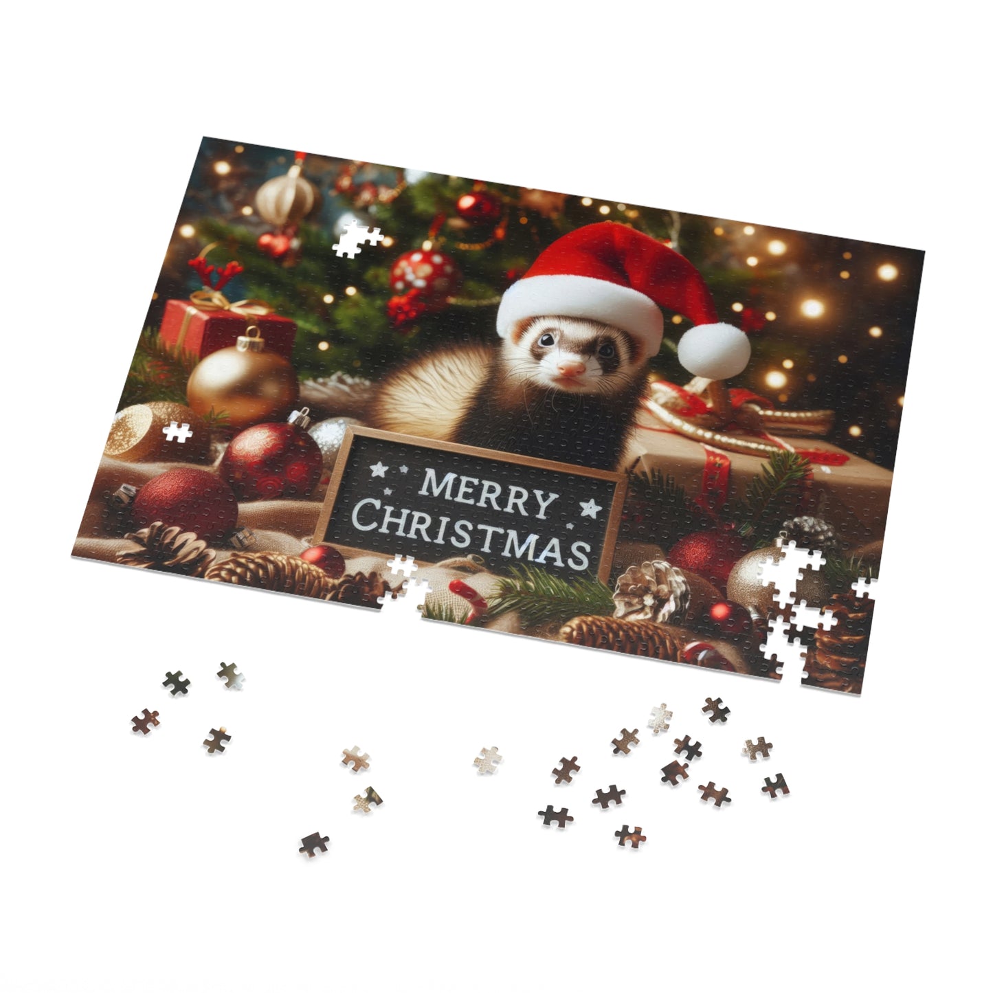 Merry Christmas Ferret Jigsaw Puzzle 1000 pcs