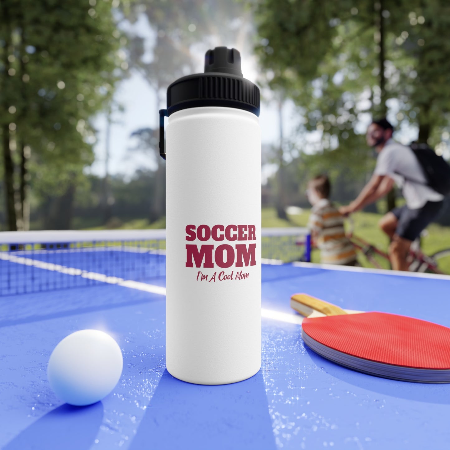 Soccer Mom Stainless Steel Water Bottle, Sports Lid