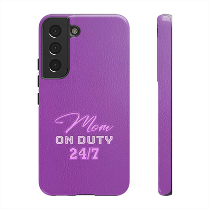Mom On Duty Impact-Resistant Case, Purple Case for Mothers