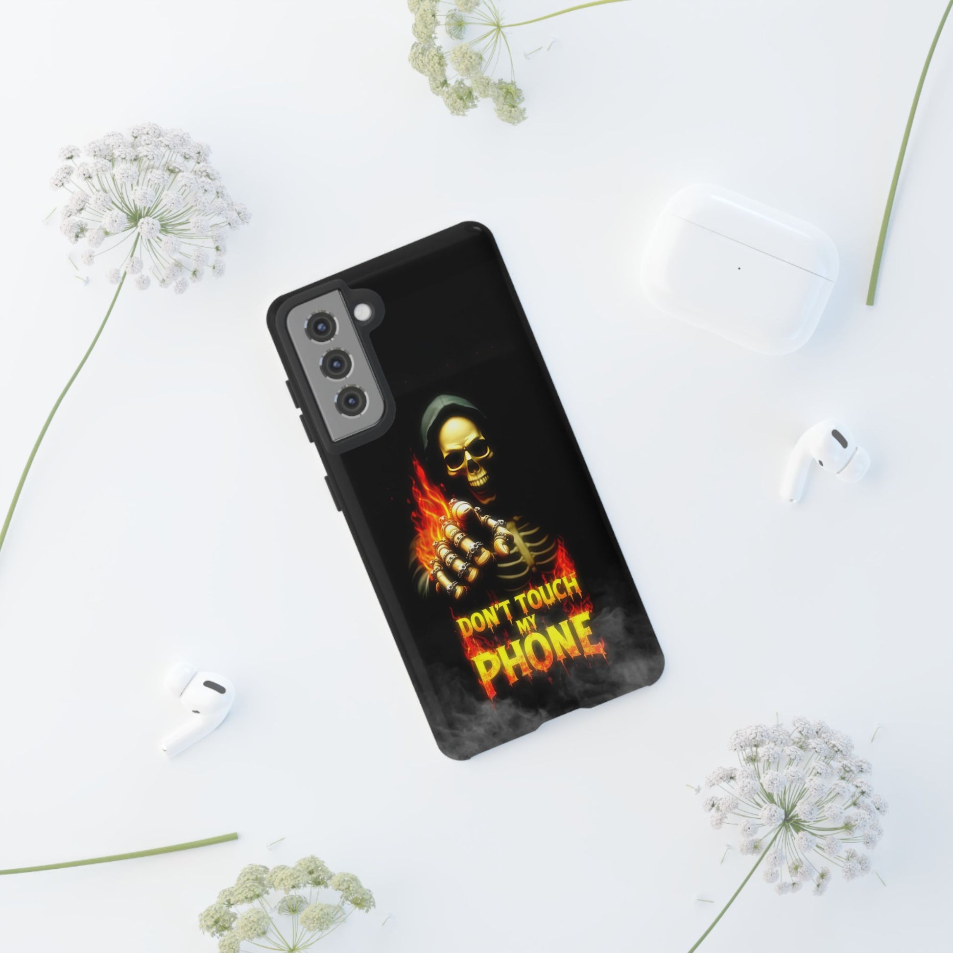 Skull Design Samsung Phone Case, Don't Touch My Phone Mobile Cover