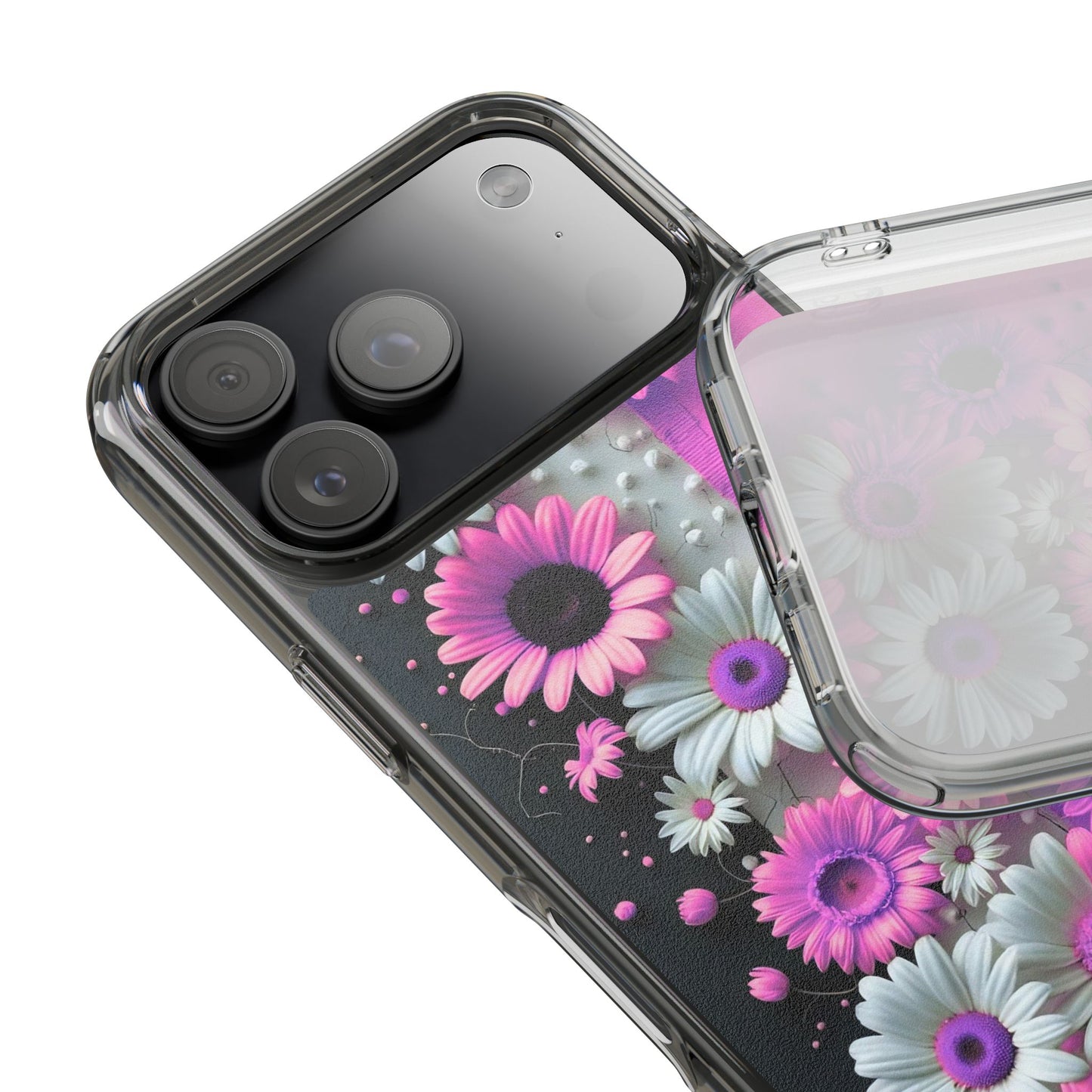 Floral Clear Phone Case – Pink Flower Design