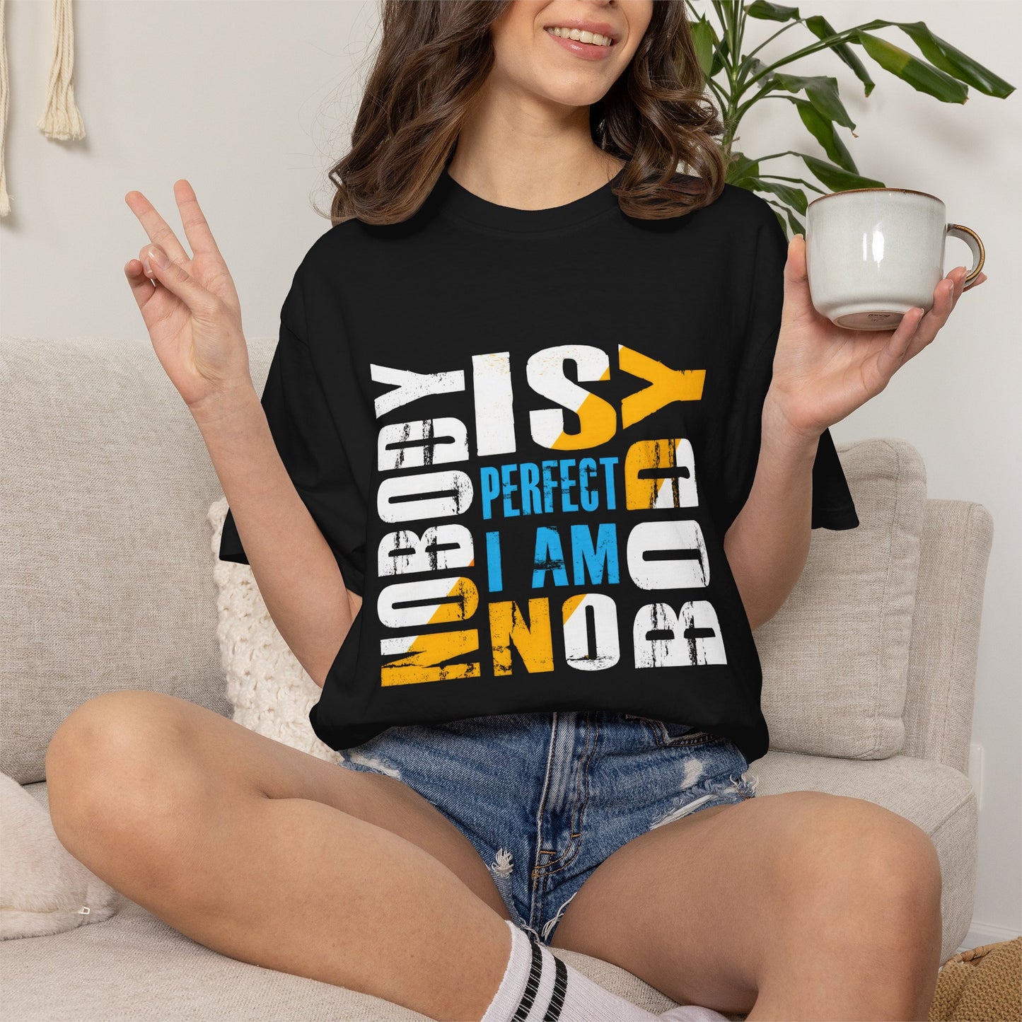 Nobody is Perfect Humorous Tee - Unisex Garment-Dyed T-Shirt