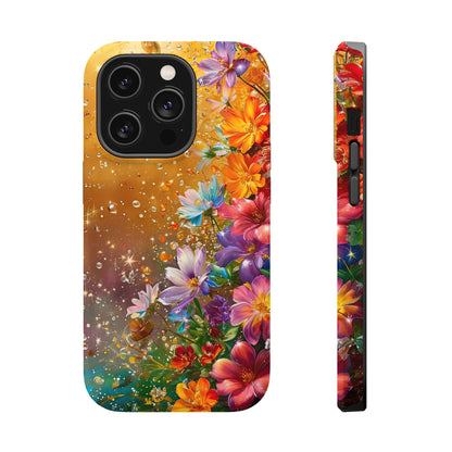 Vibrant Floral Magnetic Phone Case, Artistic Phone Cover