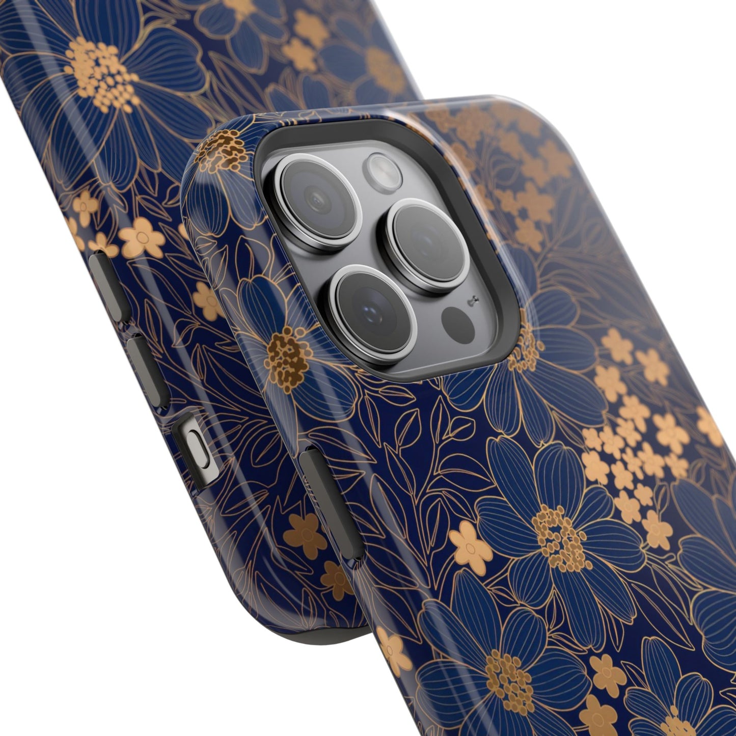 Luxury Serial Magnetic Phone Case, Golden Floral
