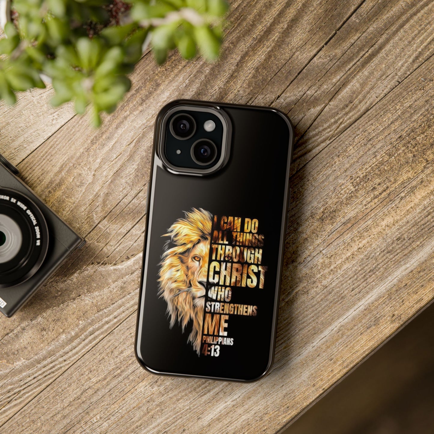 Inspirational Lion Magnetic iPhone Case, Strength & Faith, Christian Accessories