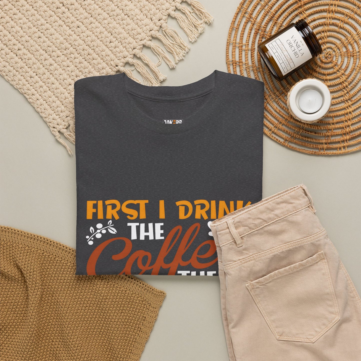 Coffee Lover's Unisex Heavy Cotton Tee - "First I Drink The Coffee Then I Do My Things"