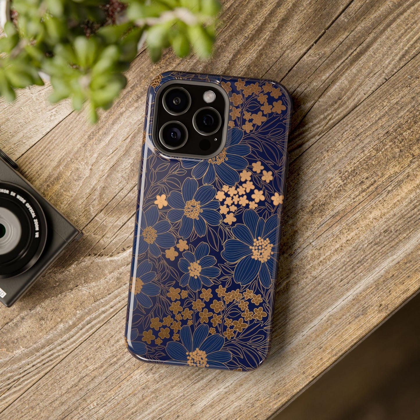 Luxury Serial Magnetic Phone Case, Golden Floral