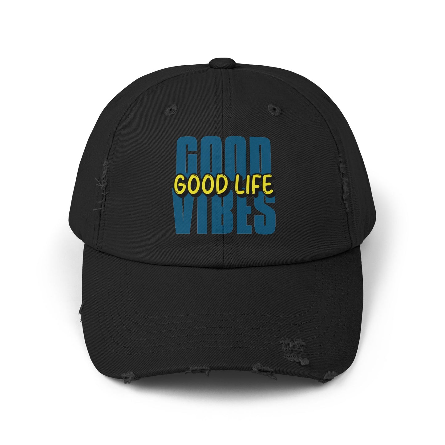 Good Vibes Good Life Unisex Distressed Cap