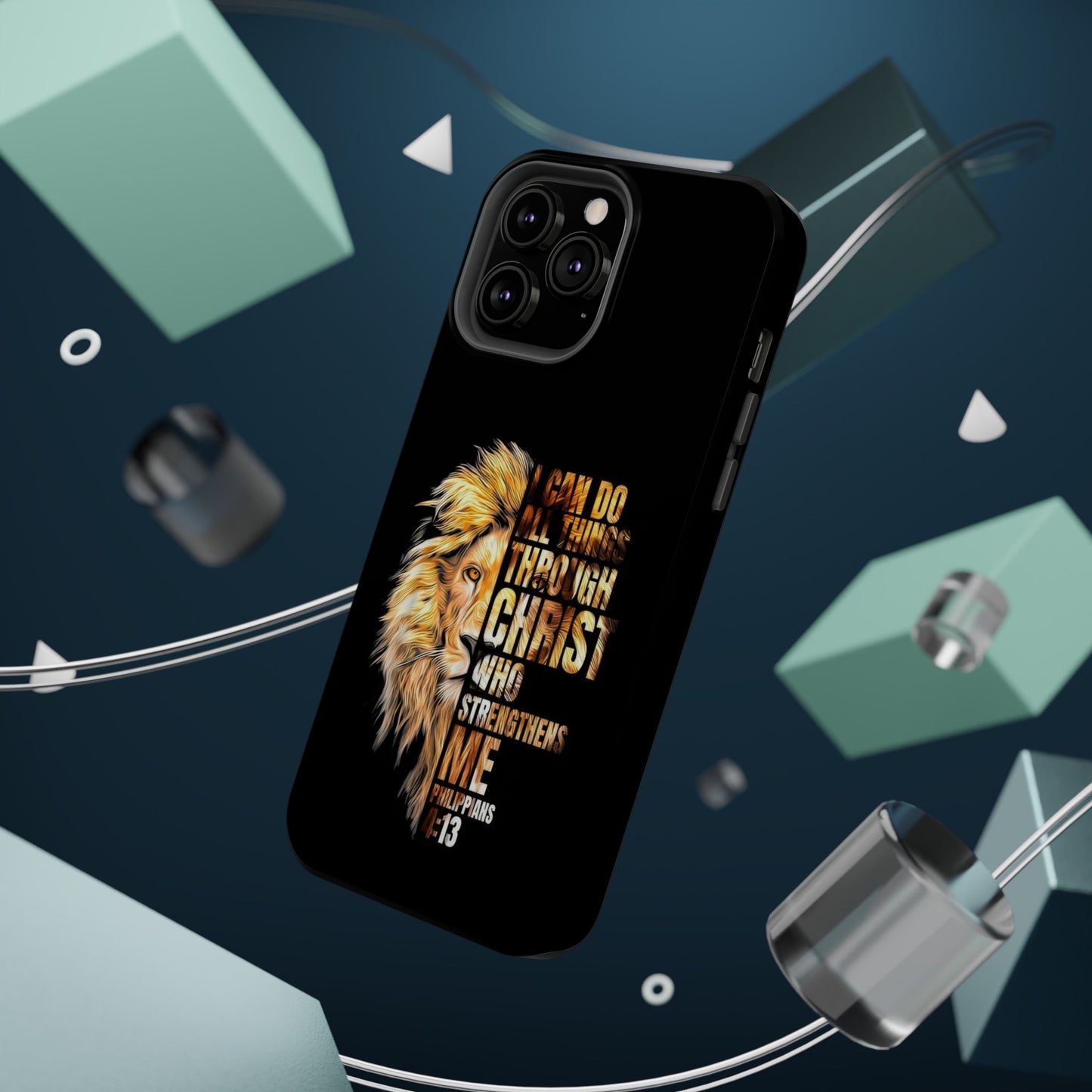 Inspirational Lion Magnetic iPhone Case, Strength & Faith, Christian Accessories