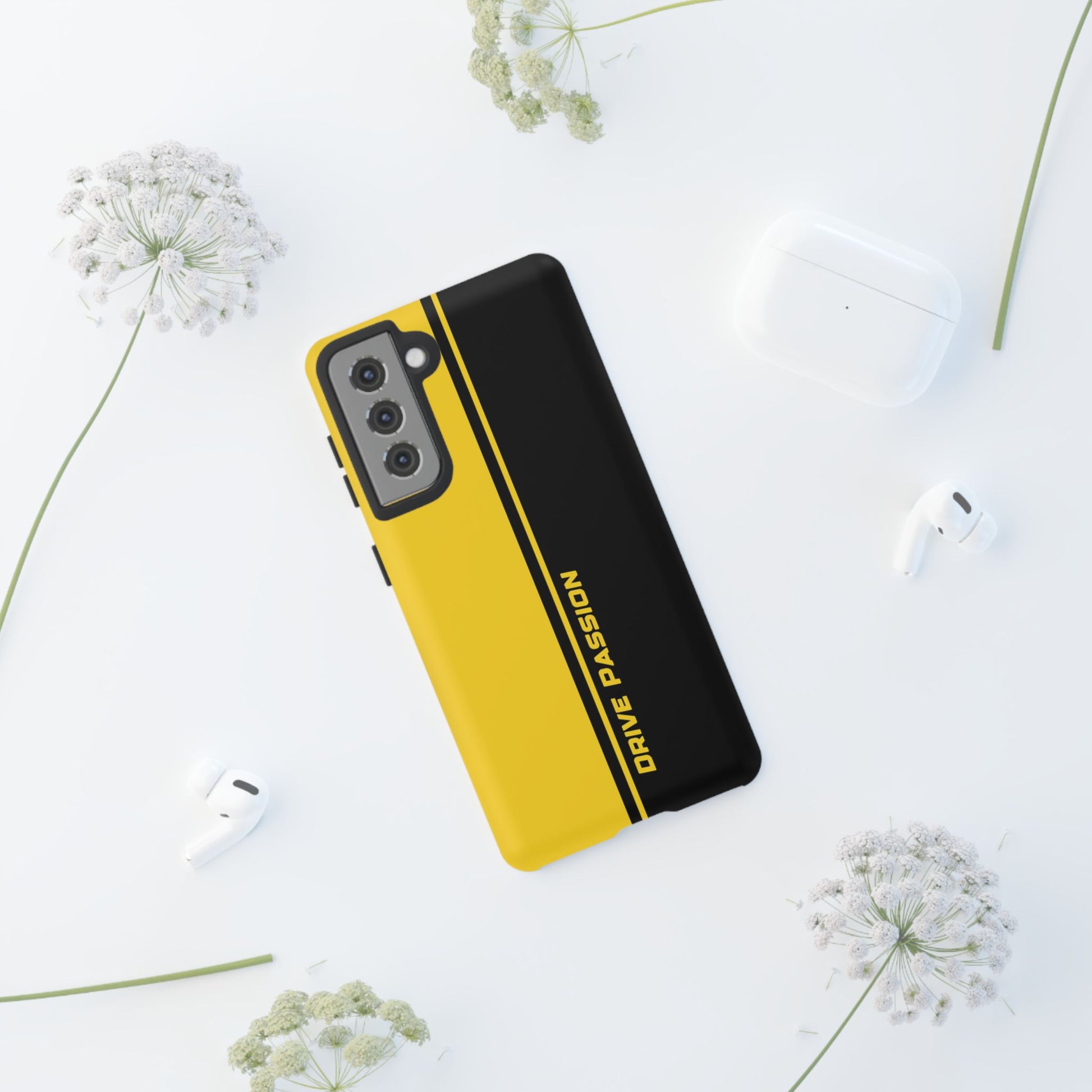 Drive Passion Tough Case – Bold Yellow & Black Design