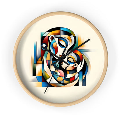 Abstract Art Wall Clock 10" – Mother with Child Design, Modern Home Decor