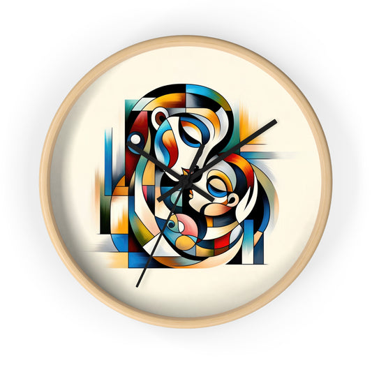 Abstract Art Wall Clock 10" – Mother with Child Design, Modern Home Decor