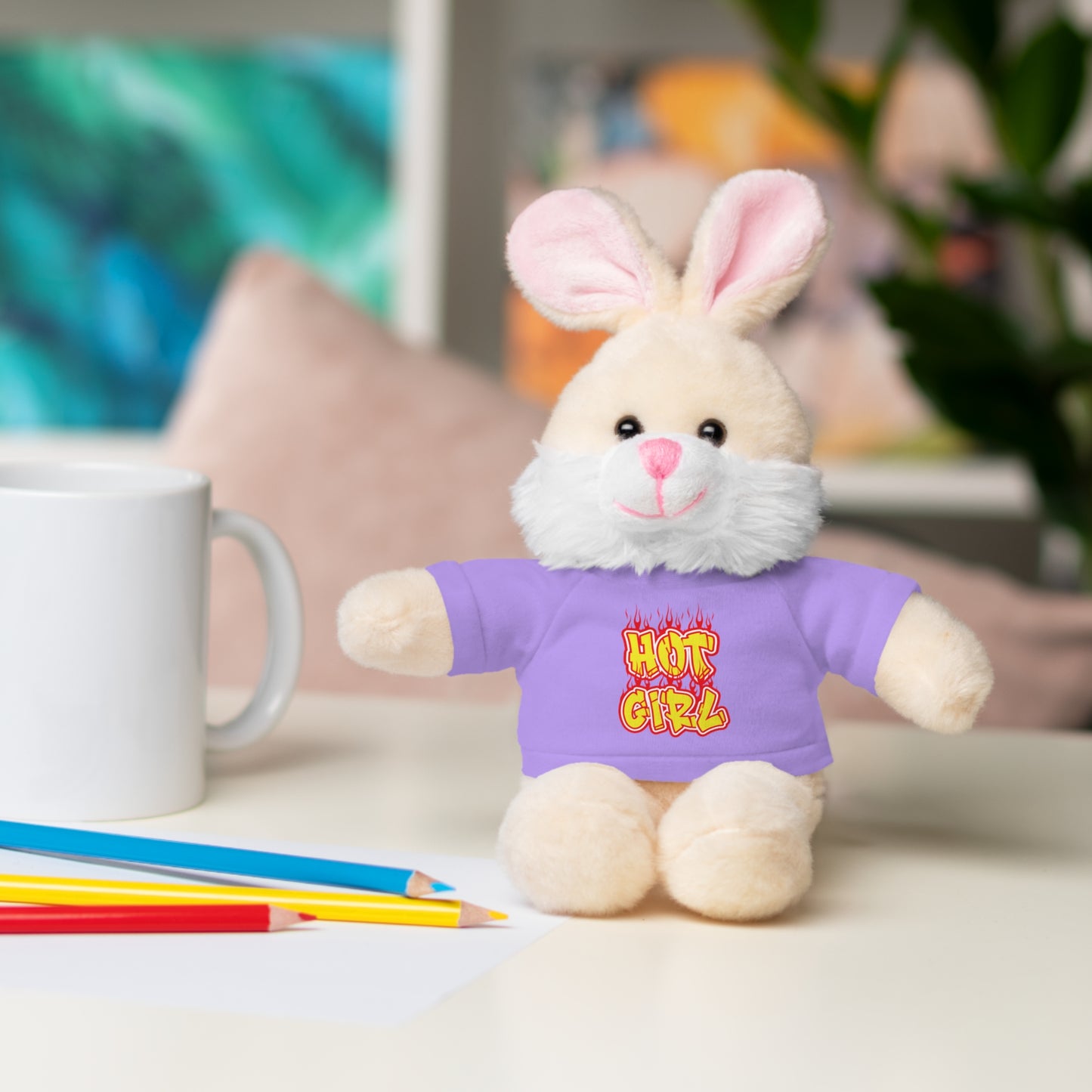 Cute Plush Animal with Hot Girl Tee for Birthdays, Baby Showers, Children, Gifts