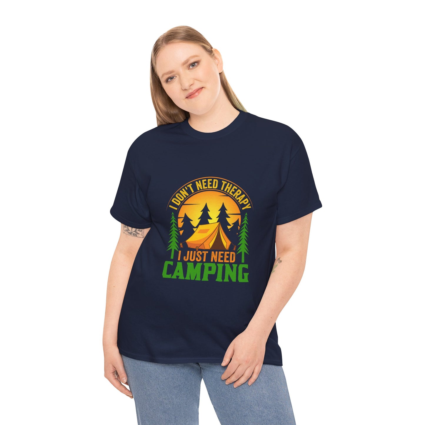 Camping Therapy Unisex Heavy Cotton Tee - Perfect for Outdoor Enthusiasts