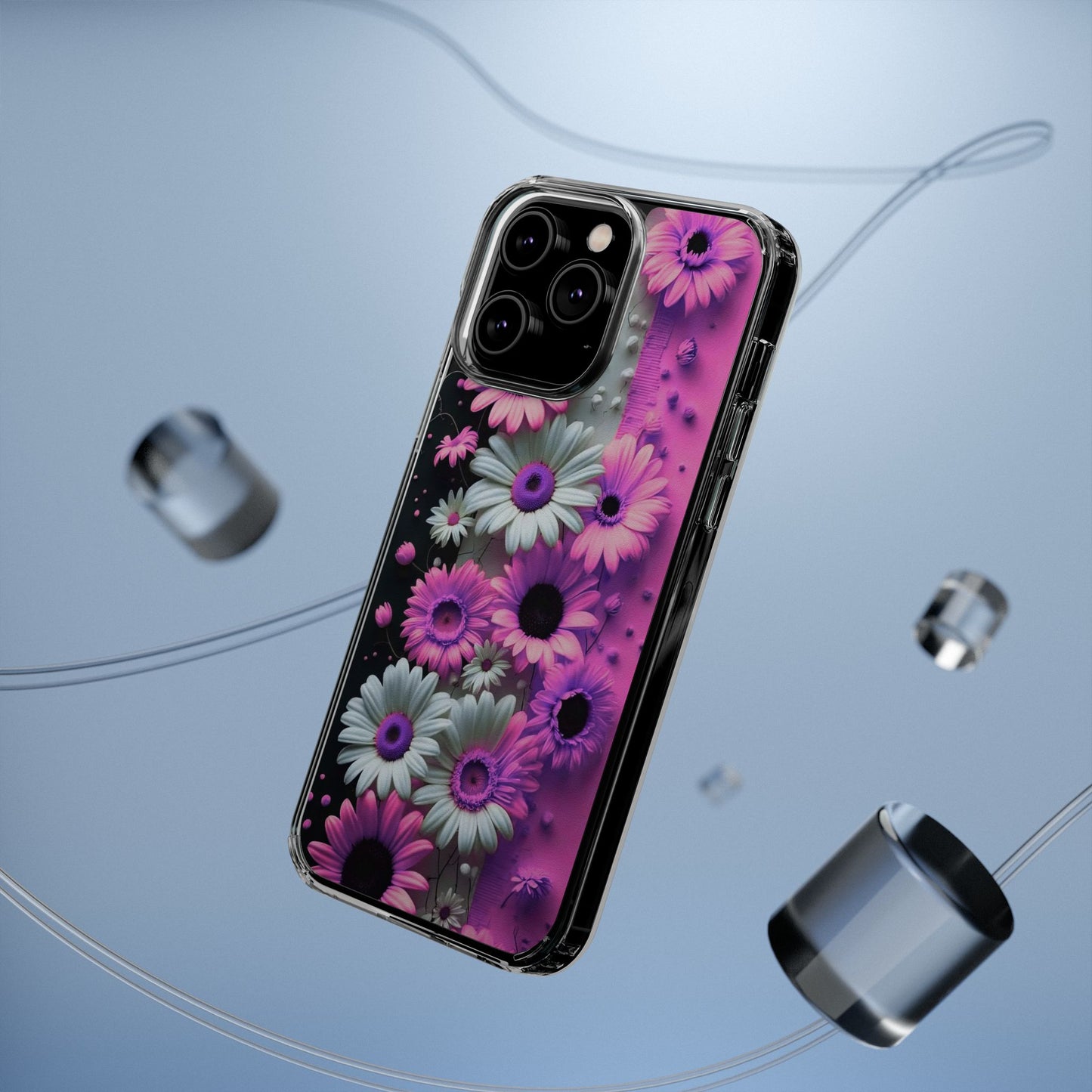 Floral Clear Phone Case – Pink Flower Design
