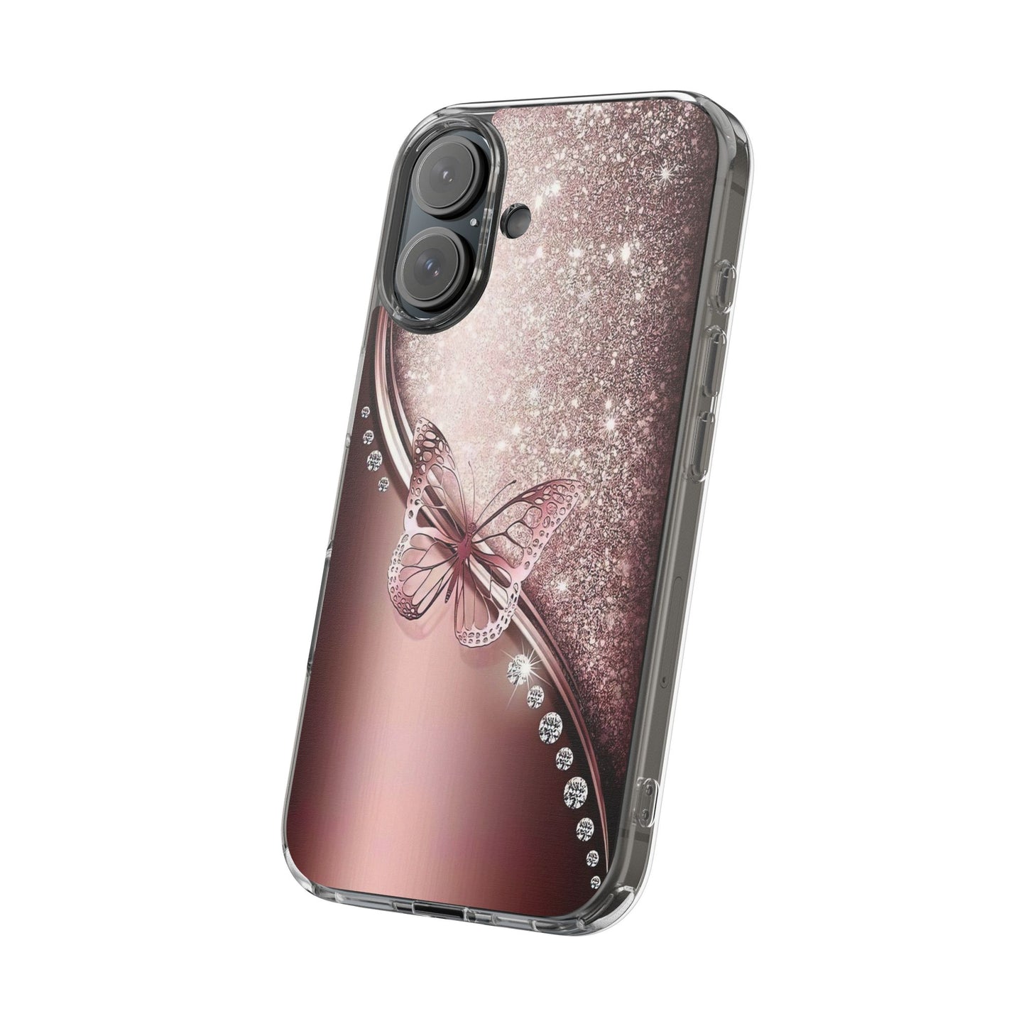 Elegant Butterfly Clear Case, Stylish Transparent Protective Cover for Women