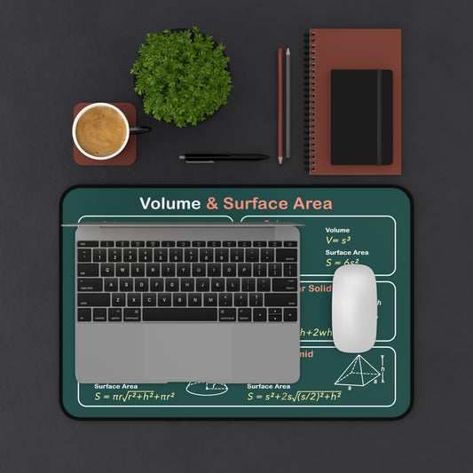 Volume & Surface Area Educational Desk Mat — Math Study Mouse Pad