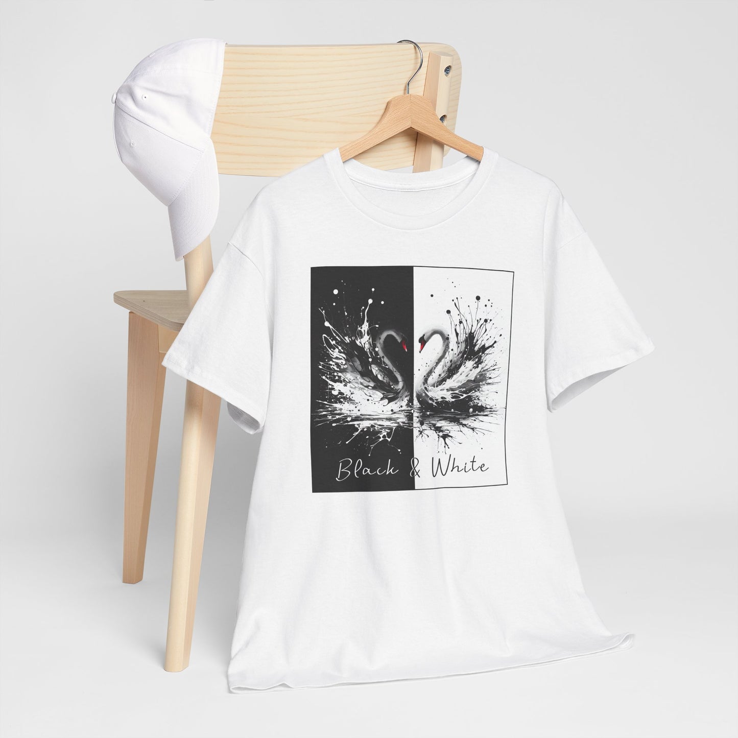 Black & White Swans Unisex Heavy Cotton Tee