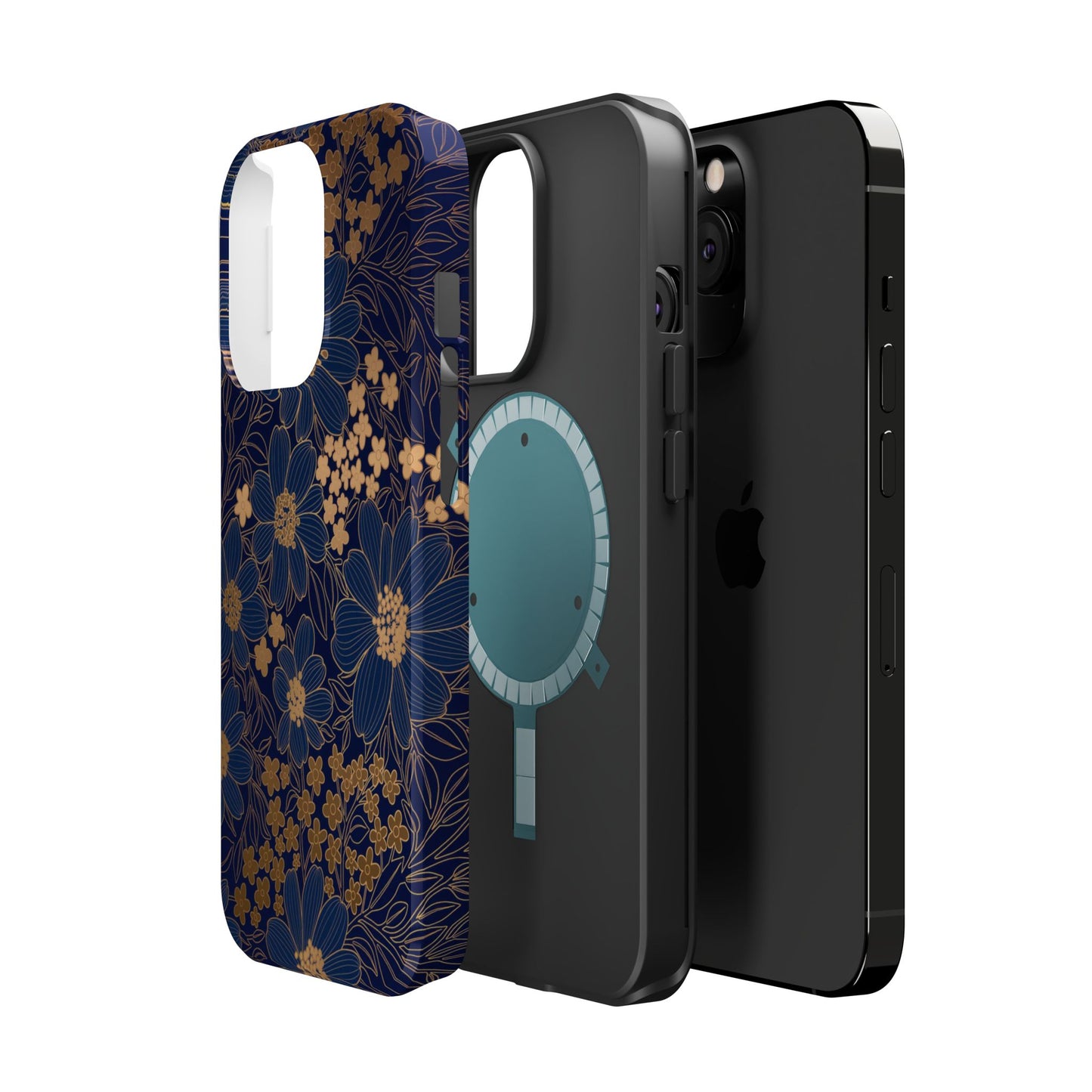 Luxury Serial Magnetic Phone Case, Golden Floral