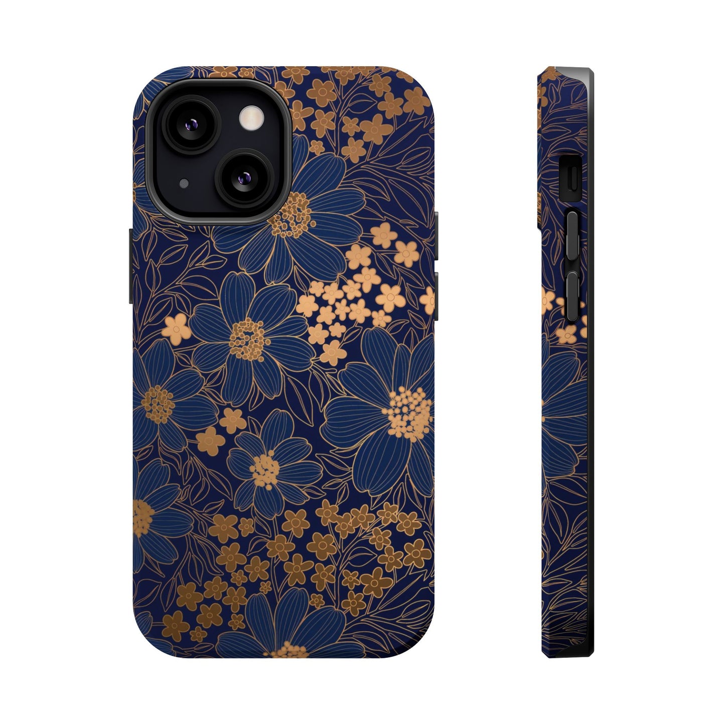 Luxury Serial Magnetic Phone Case, Golden Floral