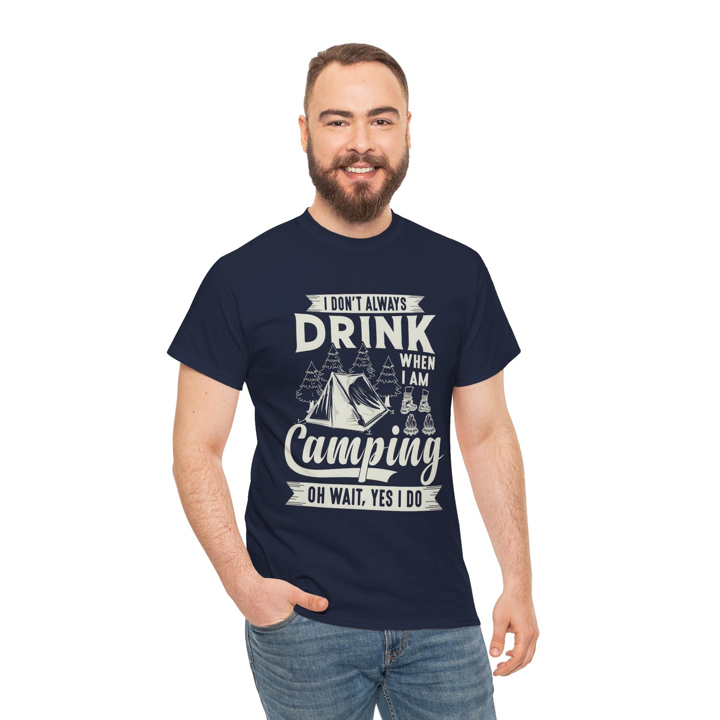 Camping Drinking Unisex Heavy Cotton Tee - Perfect Gift for Outdoor Enthusiasts