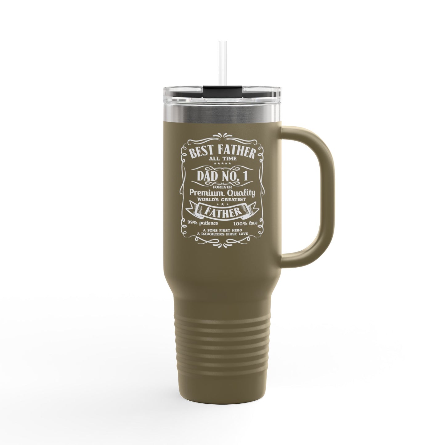 Premium Insulated Travel Mug - Best Father - 40oz Coffee Cup for Dad