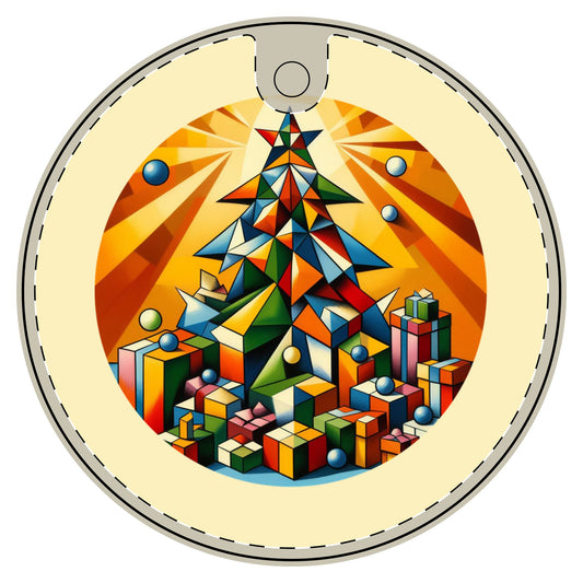 Cubist Christmas Tree Ceramic Decoration Ornament, (1pc)  one side print