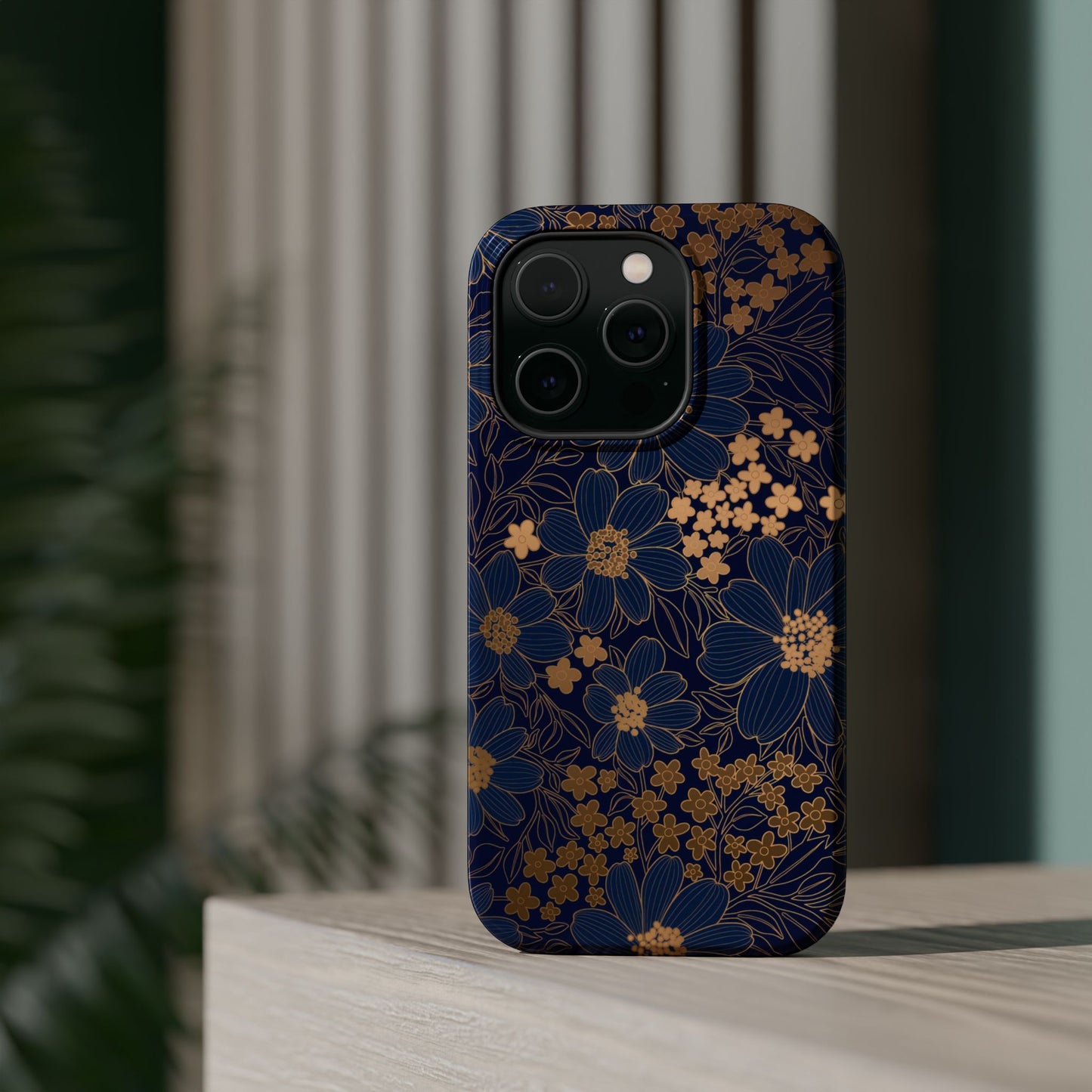 Luxury Serial Magnetic Phone Case, Golden Floral