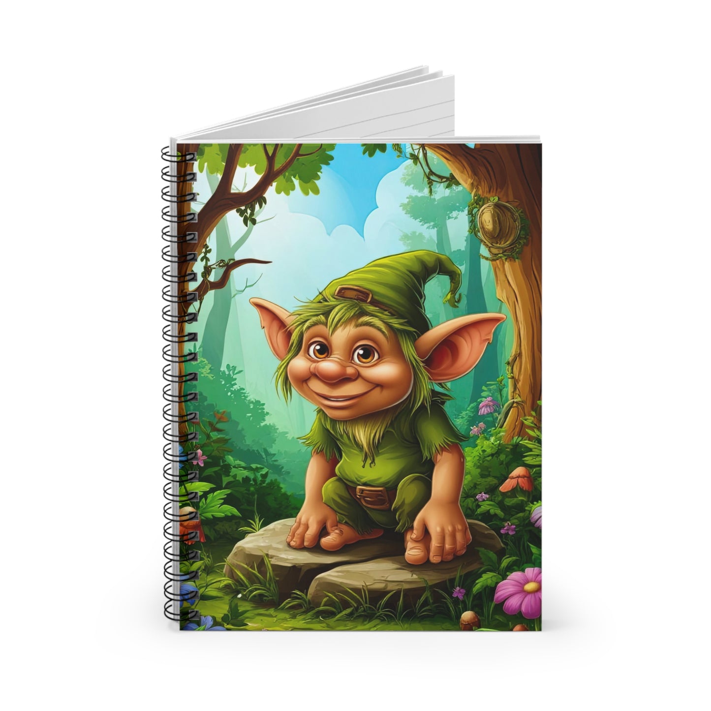 Whimsical Goblin Spiral Notebook, Fantasy Ruled Journal