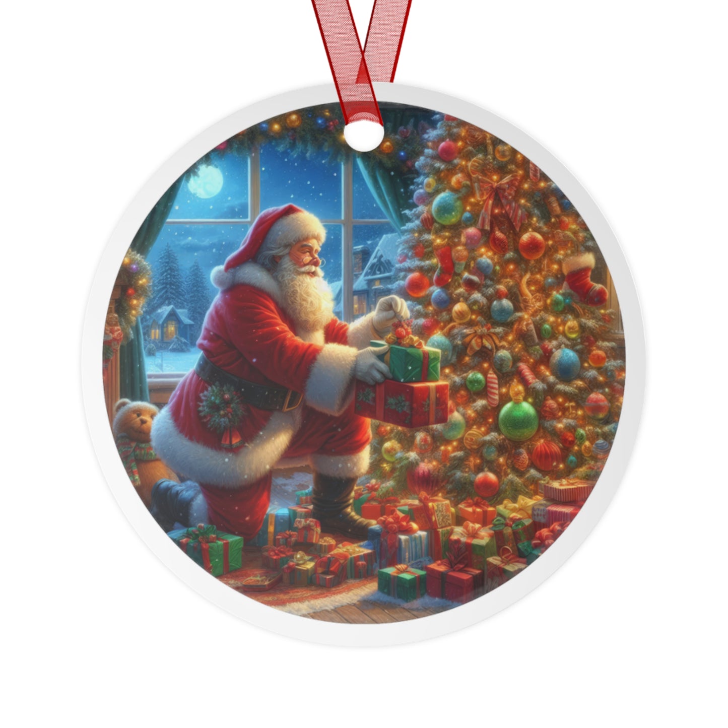 Holiday Magic: Santa's Presents Metal Ornaments, 2-Side Print