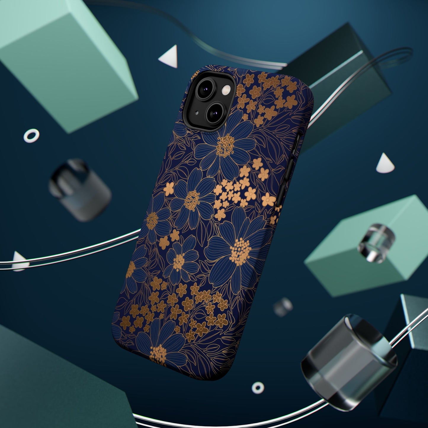 Luxury Serial Magnetic Phone Case, Golden Floral