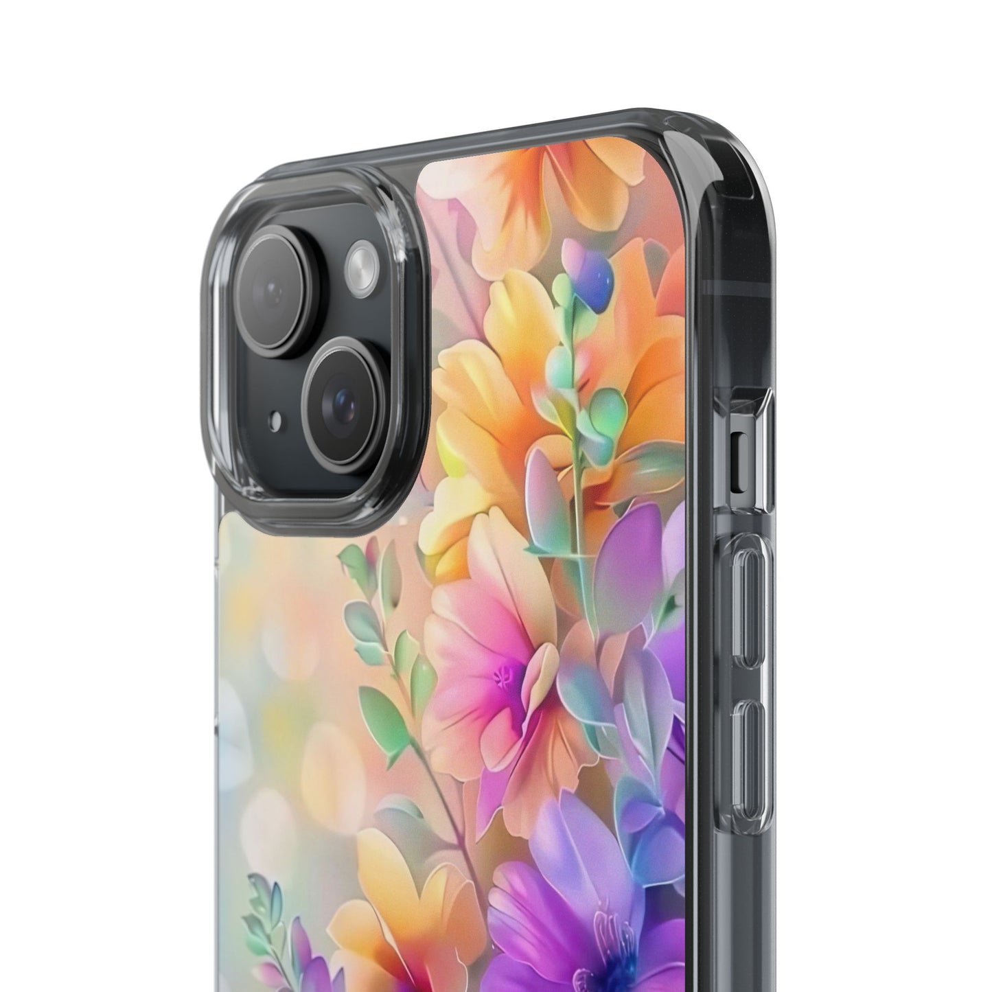 Floral Clear Phone Case -  Colorful Spring Design