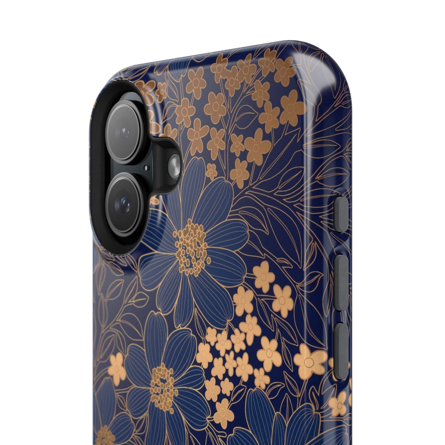 Luxury Serial Magnetic Phone Case, Golden Floral