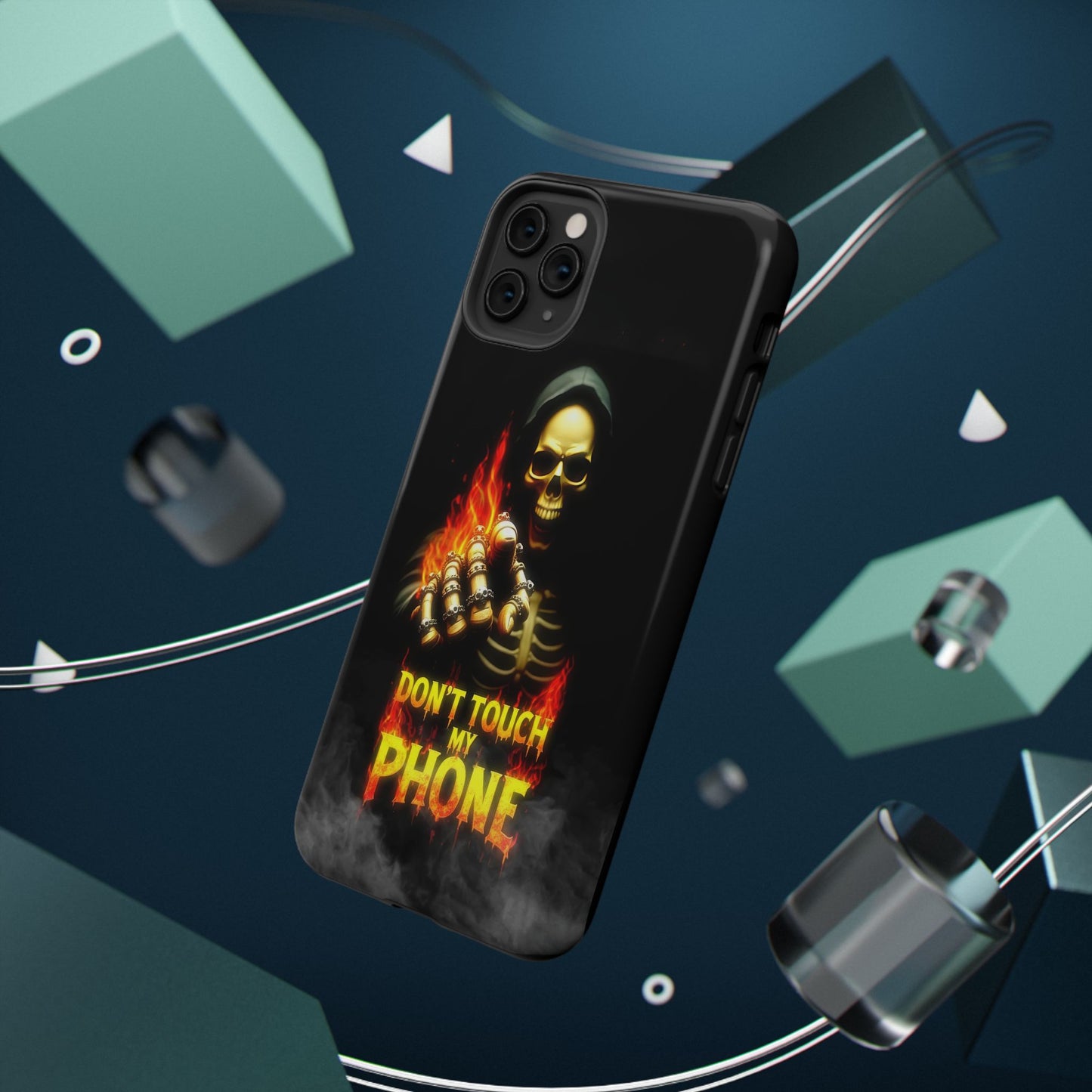 Skull Design Impact-Resistant iPhone Case, Don't Touch My Phone
