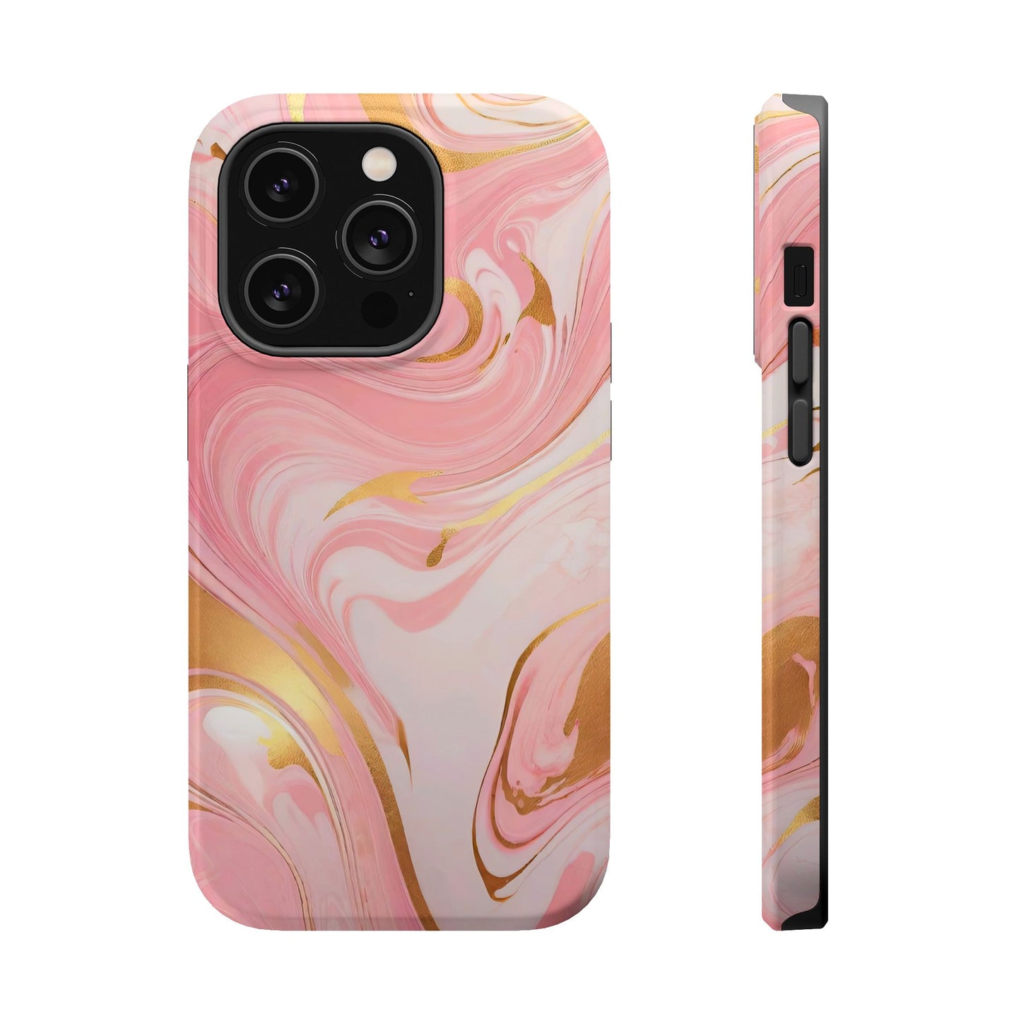 Stylish Magnetic Phone Case, Pink Marble Protective Cover