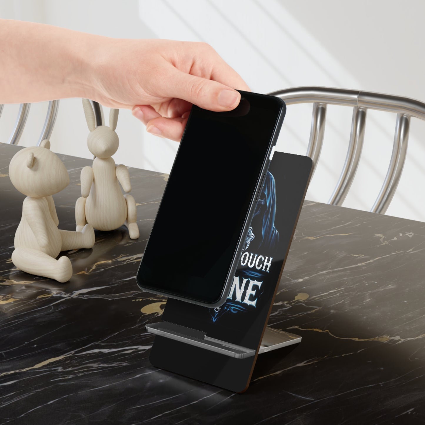 Gothic Phone Stand, Don't Touch My Phone Display Holder