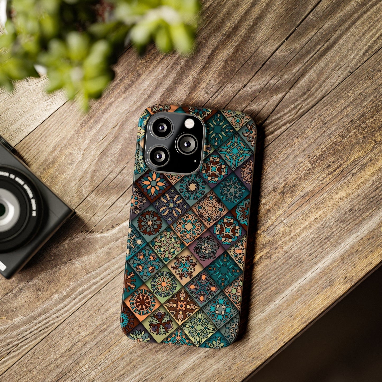 Aztec Geometric Slim Cases, Boho Blue