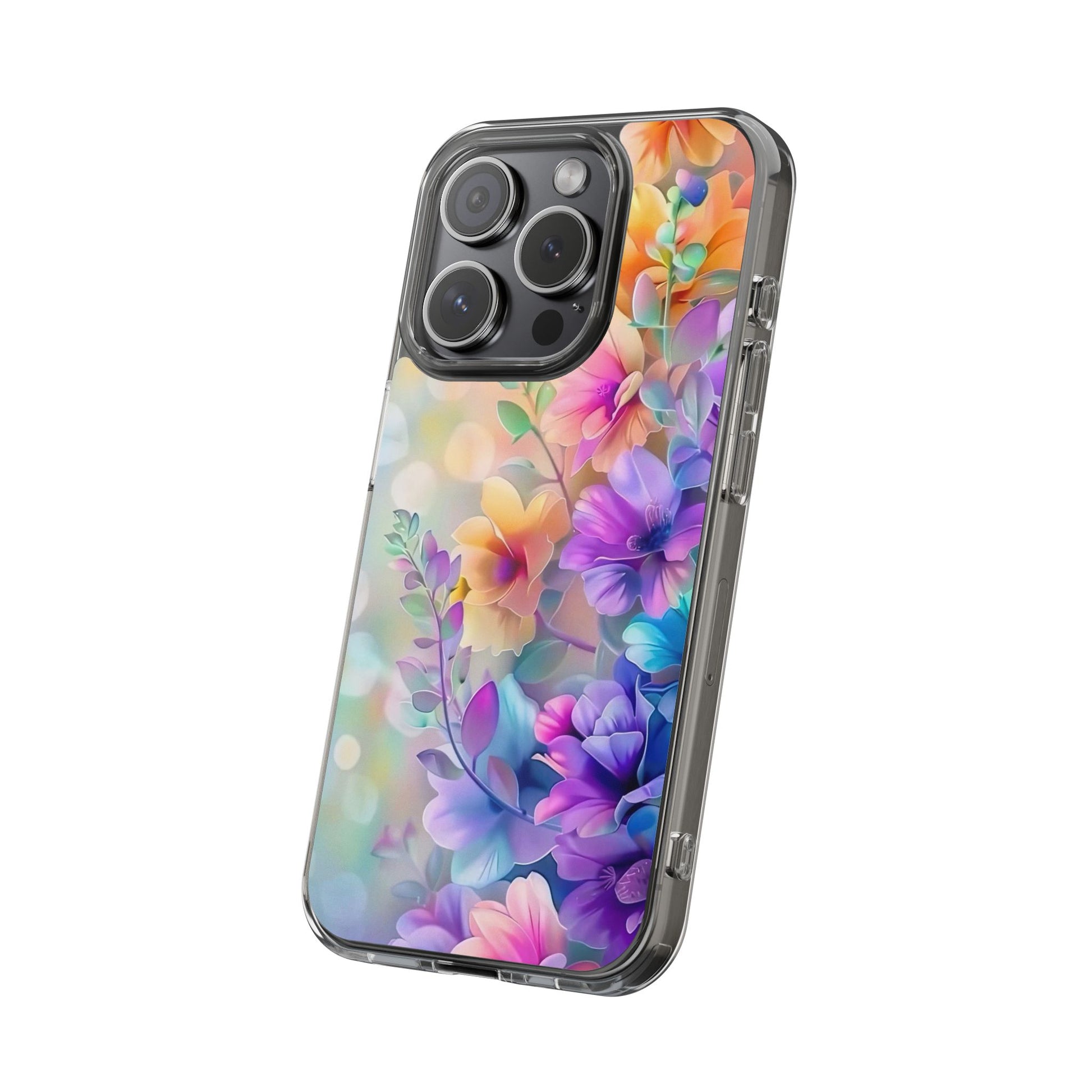 Floral Clear Phone Case -  Colorful Spring Design
